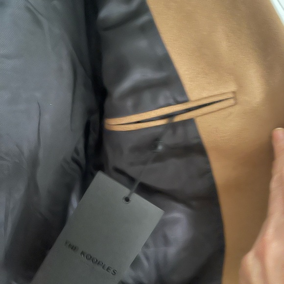 The Kooples LEATHER COLLAR CAMEL BELTED LONG WOOL COAT - size small in men’s - Picture 9 of 16